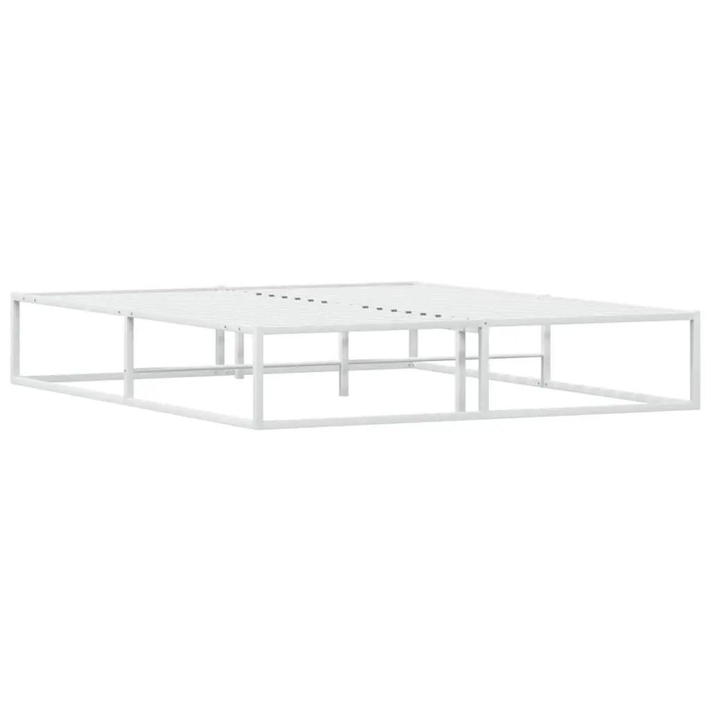 White Queen Metal Bed Frame 153x203 cm with Slatted Base