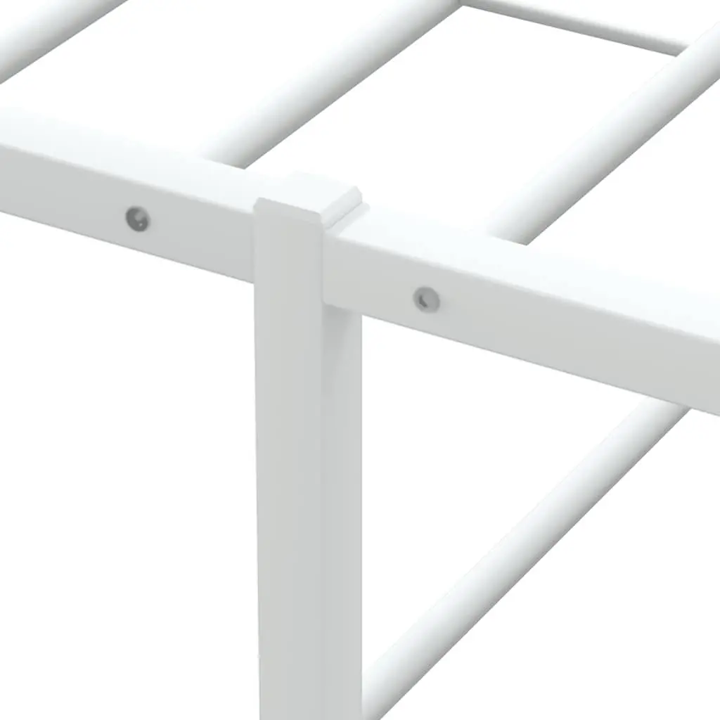 White Queen Metal Bed Frame 153x203 cm with Slatted Base