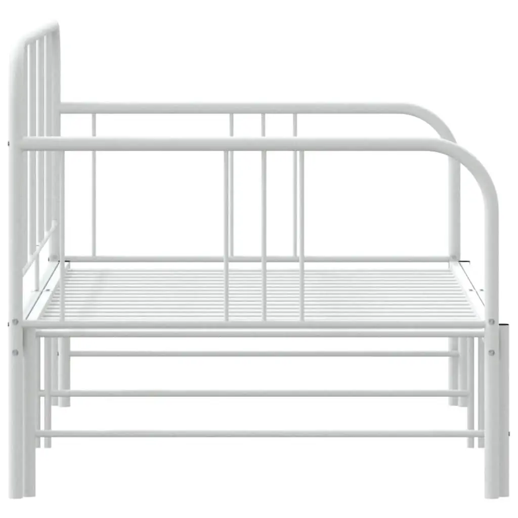 Daybed with Trundle Single Metal Frame White 92x187cm Sofa Bed Guest