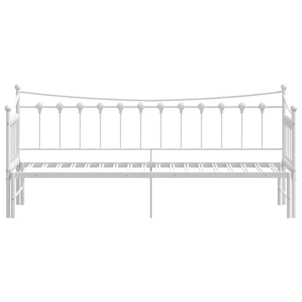 White Daybed with Trundle 92x187cm Metal Frame