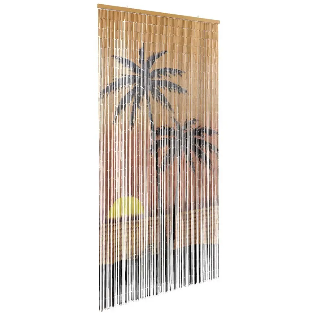 Bamboo Fly Screen with Double-Sided Palm Tree Print 90x220 cm