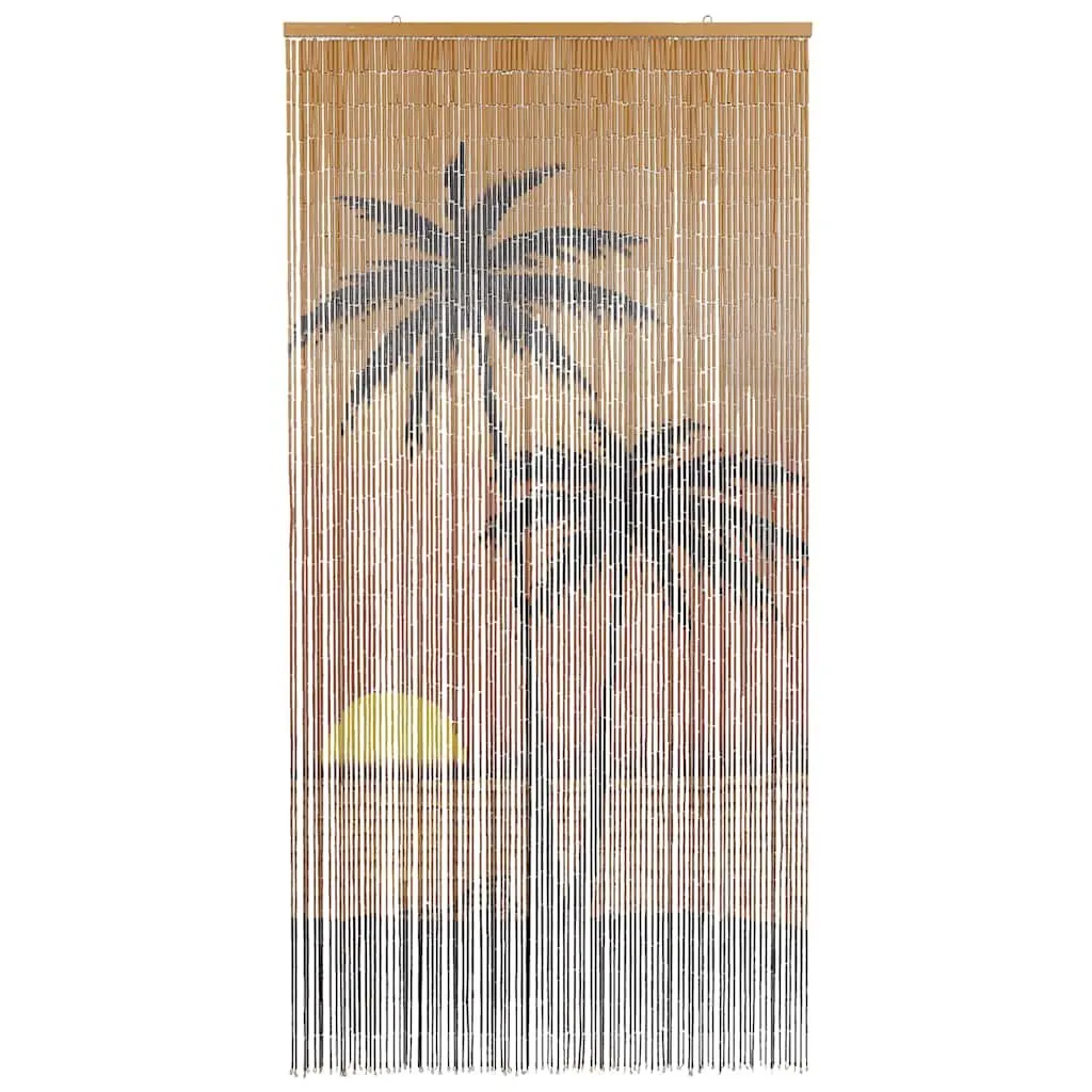 Bamboo Fly Screen with Double-Sided Palm Tree Print 90x220 cm
