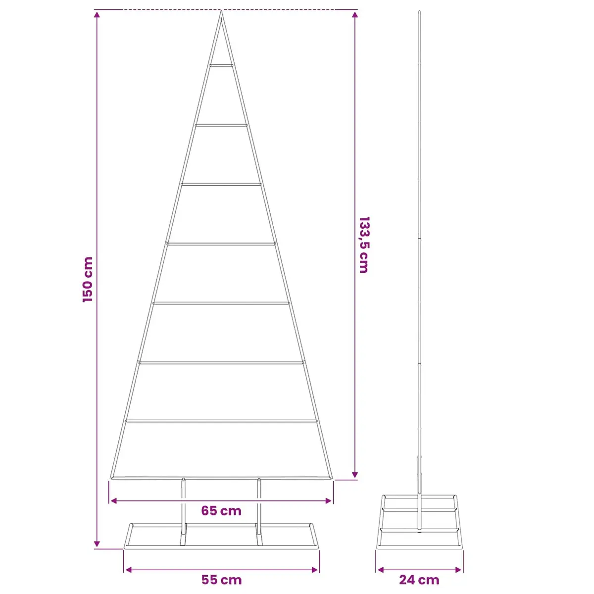 Metal Christmas Tree Frame Steel 150cm Black