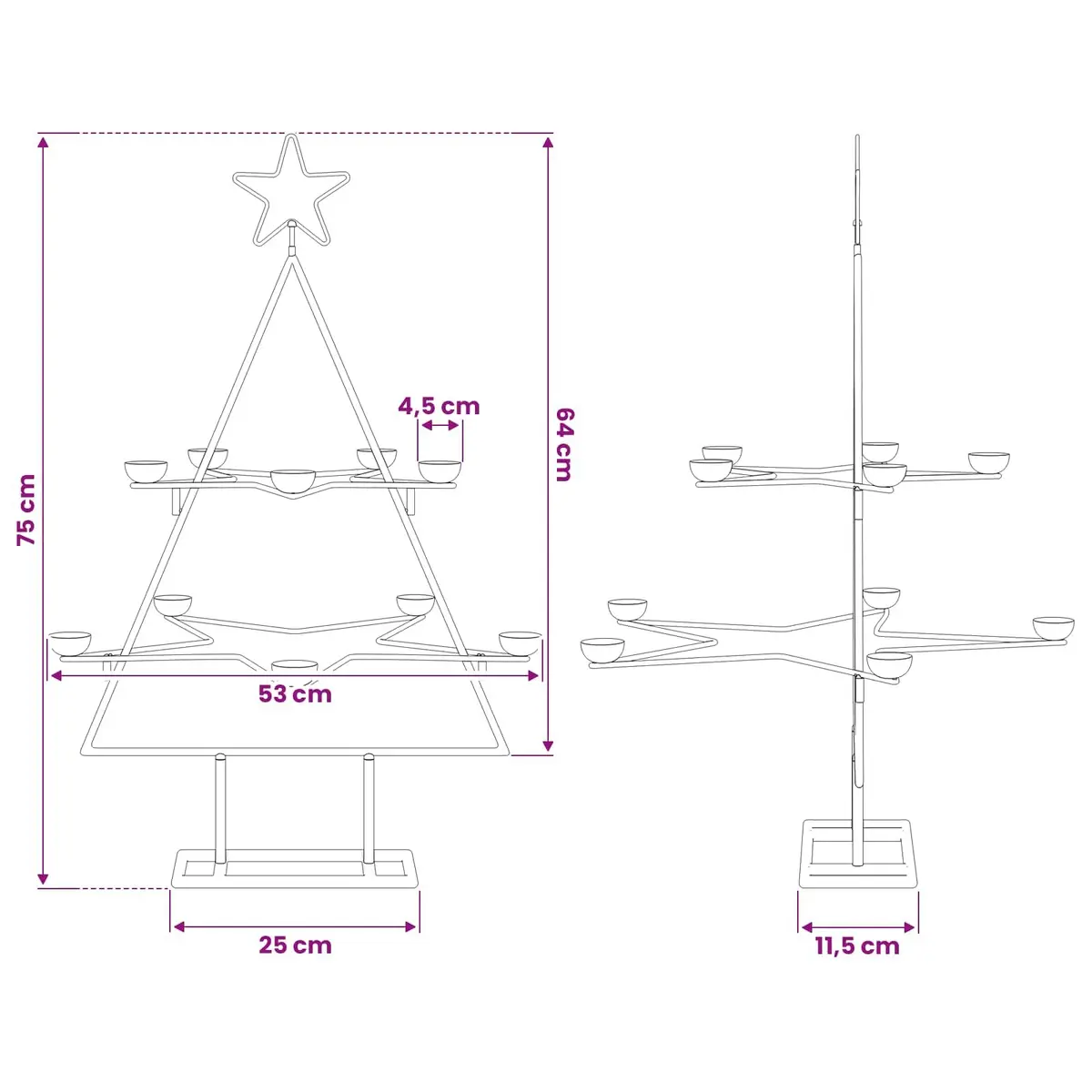 Metal Christmas Tree Decoration Steel 75cm Black DIY