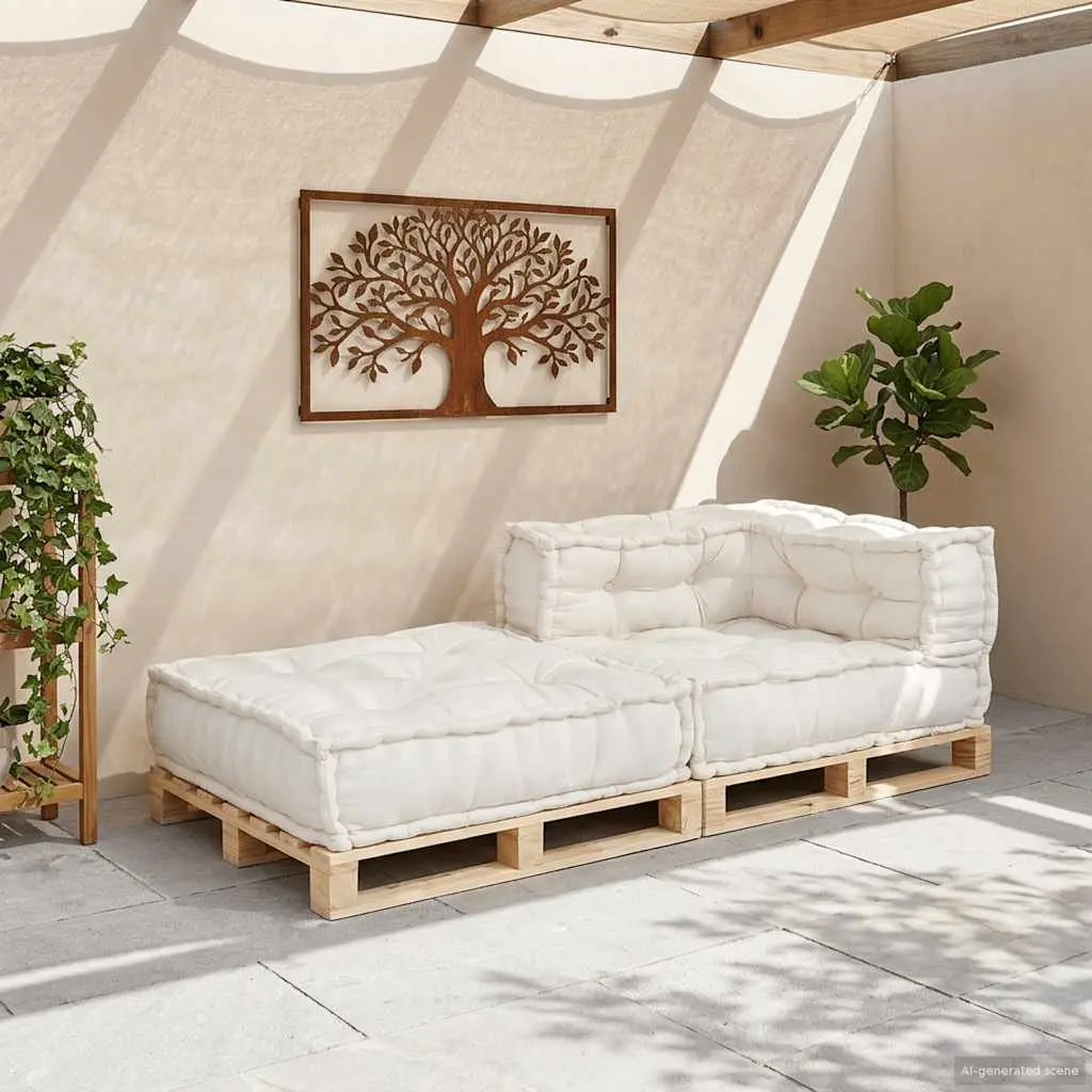 Cream Modular Sofa Unit Floor Cushion 70x70x54