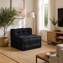 Modular Floor Sofa Unit Anthracite Cushion Foam Filled Reconfigurable Seating