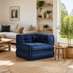 Stylish Blue Modular Sofa Unit with Foam Cushions