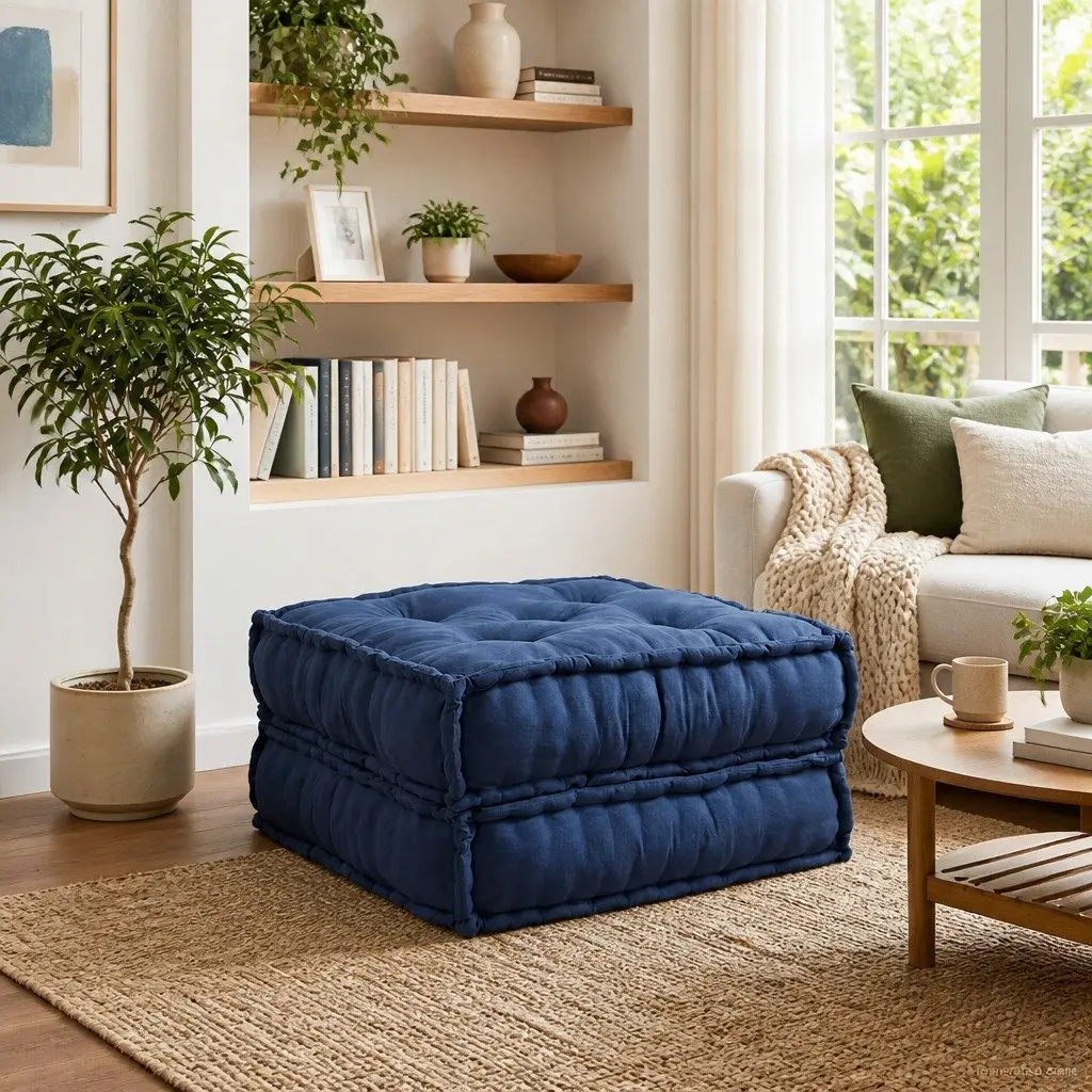 Modular Sofa Unit Blue Fabric 70x70x36cm Indoor Outdoor Lounge Cushion Seating