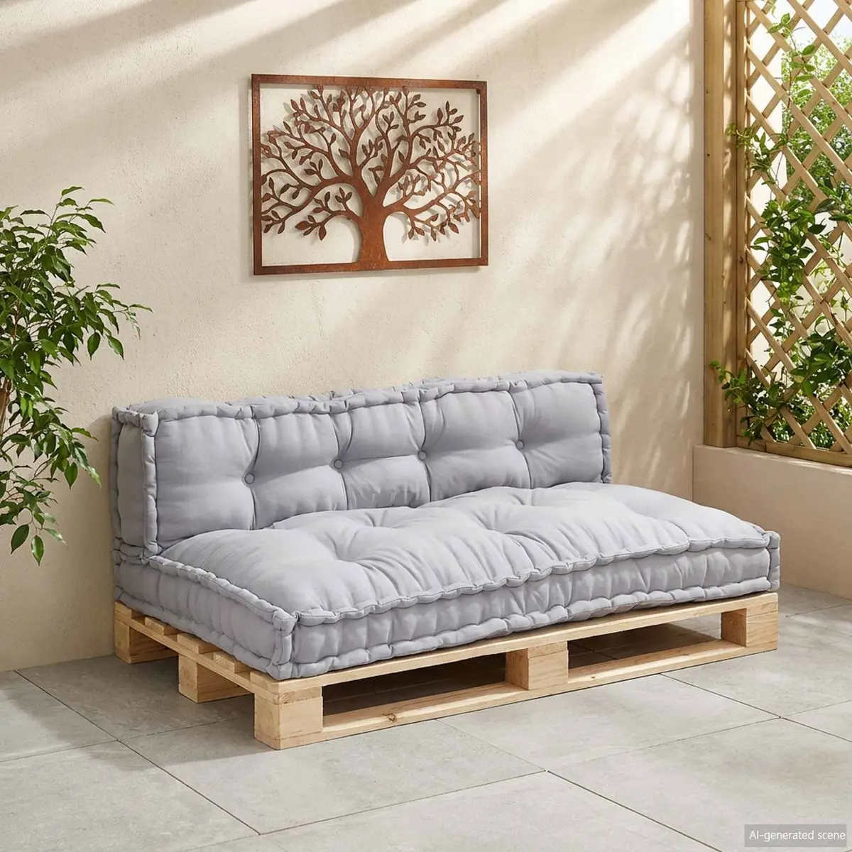 Pallet Sofa Cushion Fabric 120x80x38cm Grey 2 pcs Modular Indoor Outdoor Seating