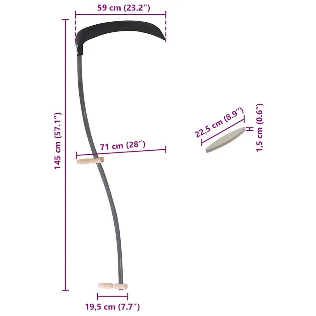 Scythe 145cm Grass Cutting Tool Garden Weeds Harvesting Blade Grinding Stone
