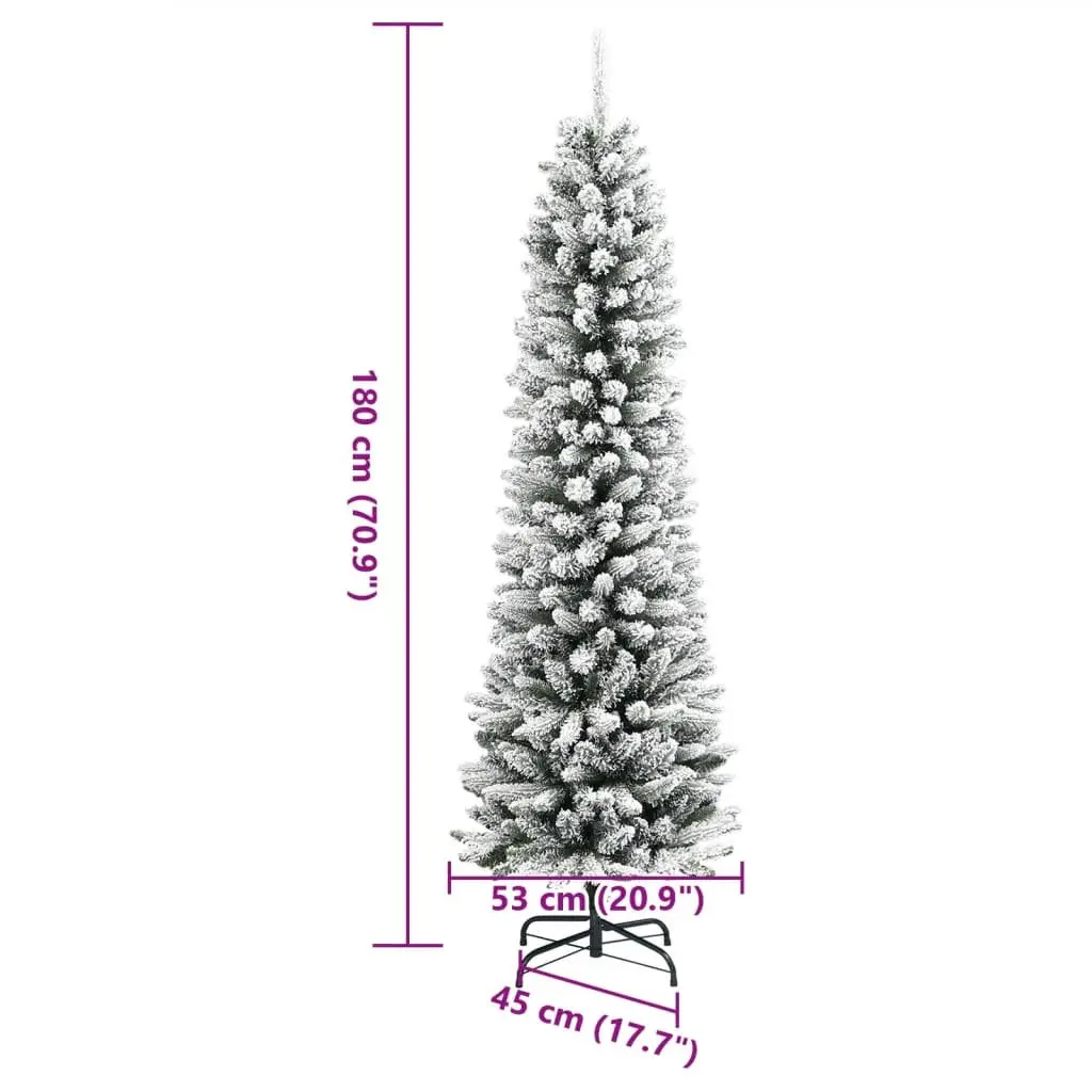 Slim Christmas Tree 180cm with Snow Flocking