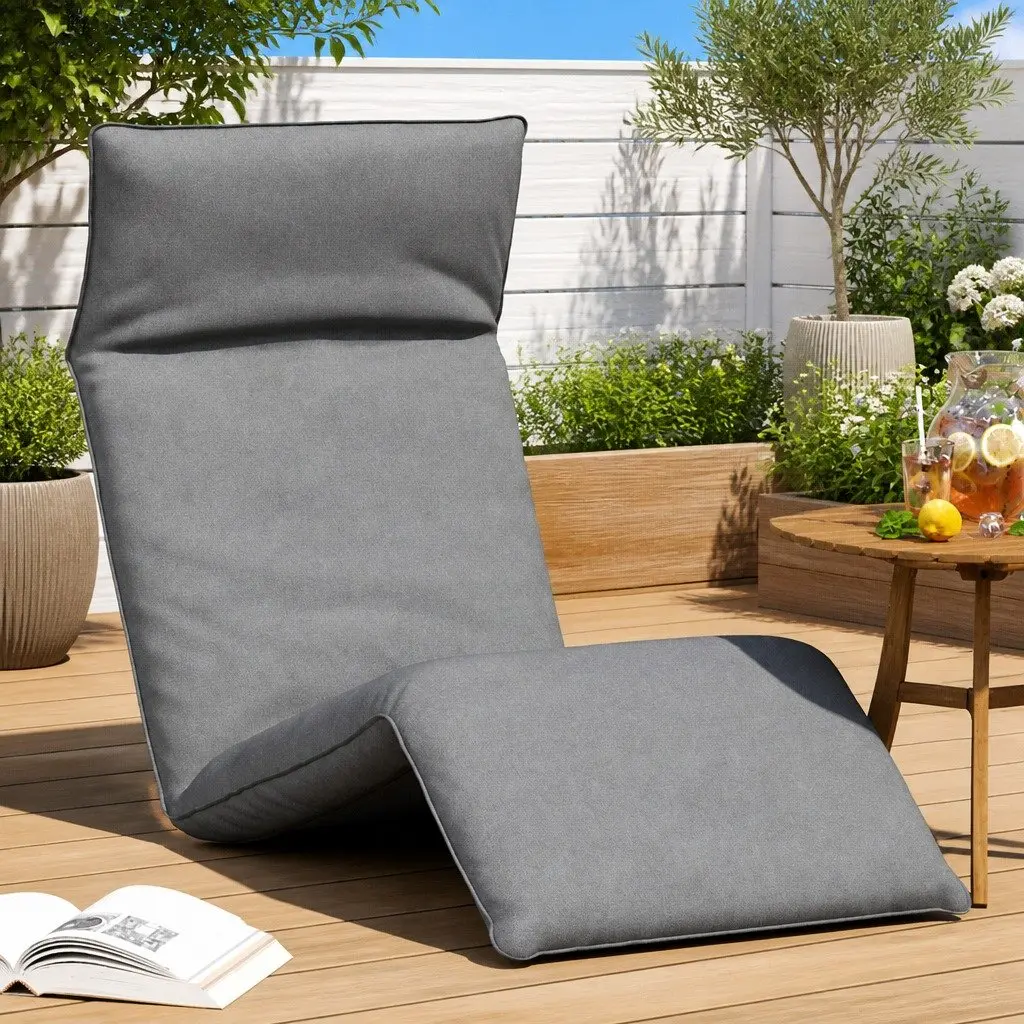 Grey Folding Sun Lounger with 5 Positions