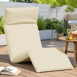 Cream Folding Sun Lounger Reclining Chair for Outdoor Use