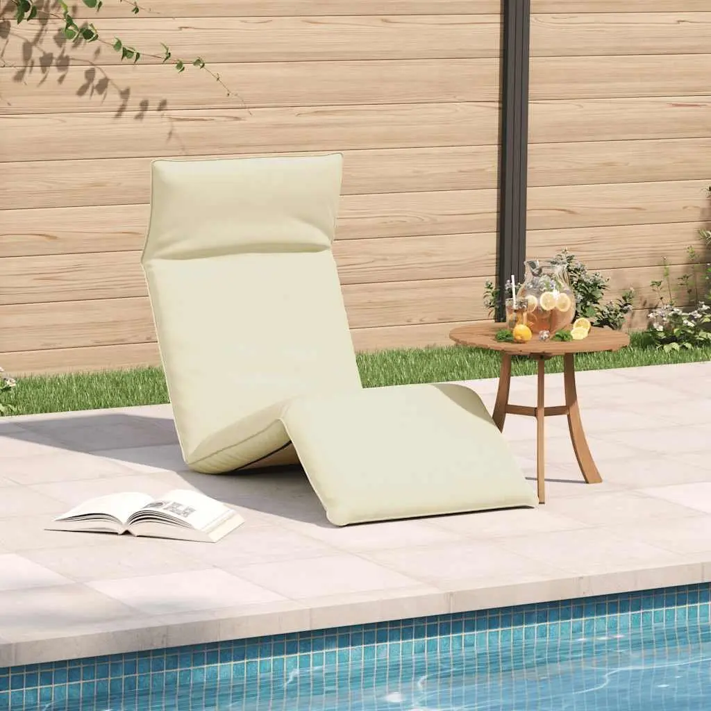 Cream Folding Sun Lounger Reclining Chair for Outdoor Use