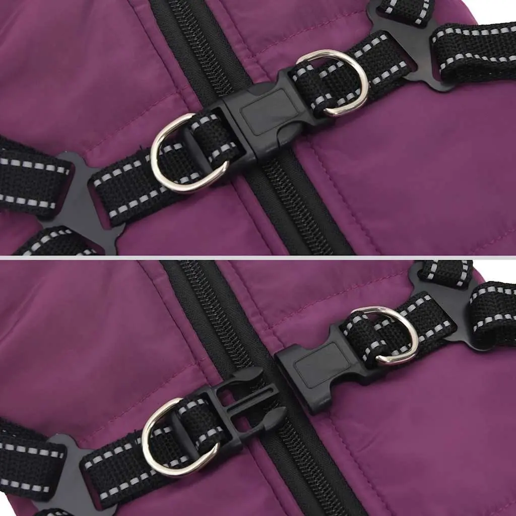 Waterproof Dog Coat with Harness L Purple