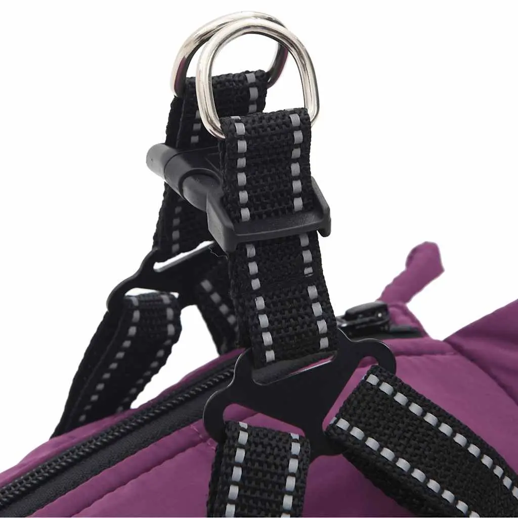 Dog Coat with Built-in Harness Waterproof Reflective Winter Jacket 2XL Purple