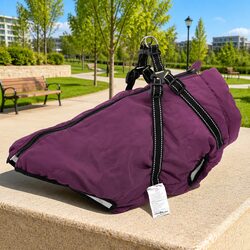 Waterproof Purple Dog Coat with Integrated Harness 3XL