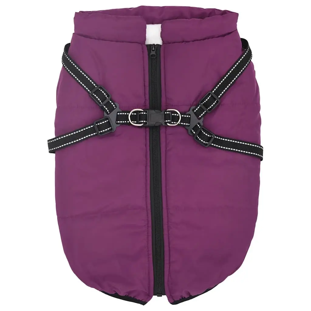 Dog Coat Waterproof Reflective Winter Jacket Fleece Lining Purple 3XL