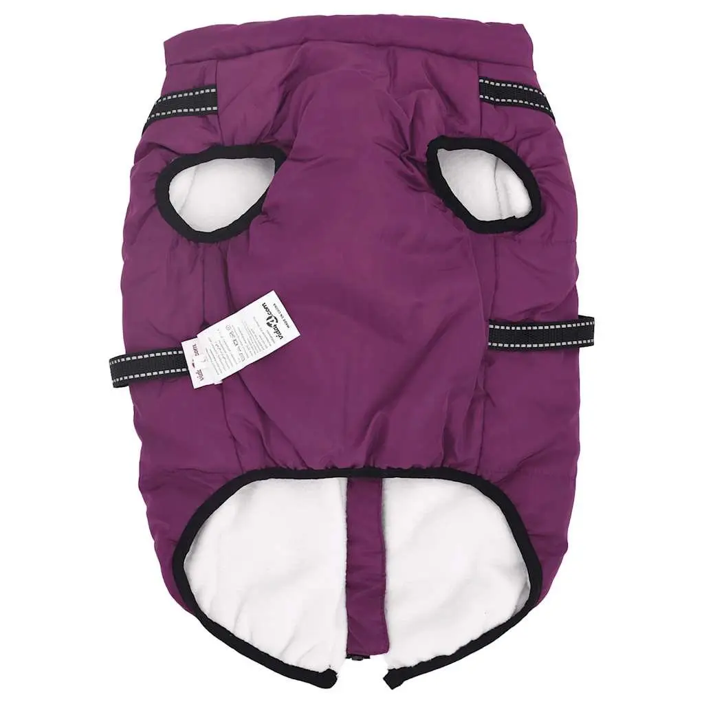 Dog Coat Waterproof Reflective Winter Jacket Fleece Lining Purple 3XL