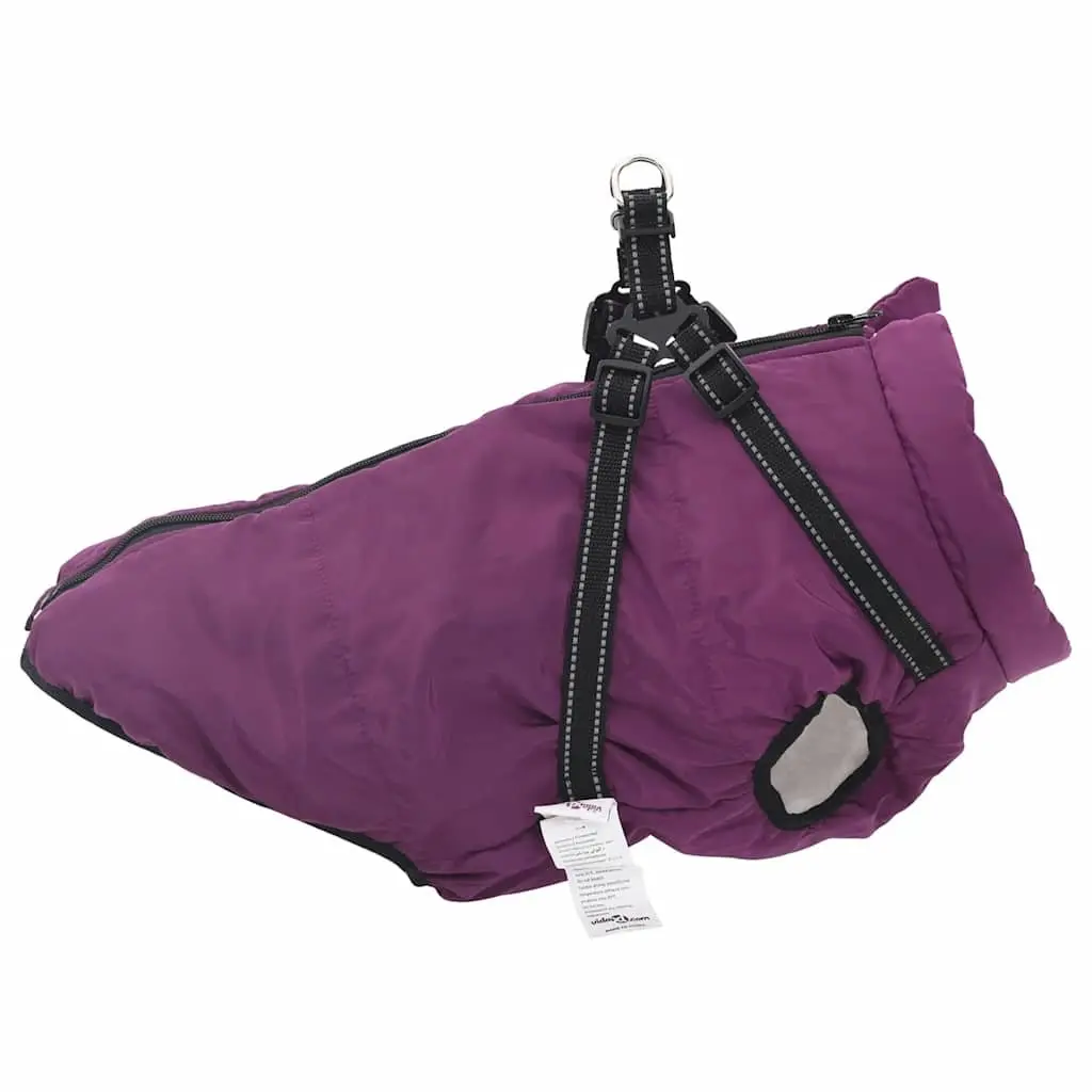 Dog Coat Waterproof Reflective Winter Jacket Fleece Lining Purple 3XL