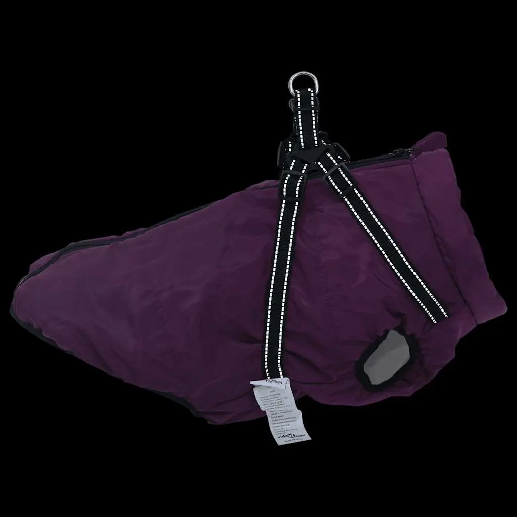 Dog Coat Waterproof Reflective Winter Jacket Fleece Lining Purple 3XL
