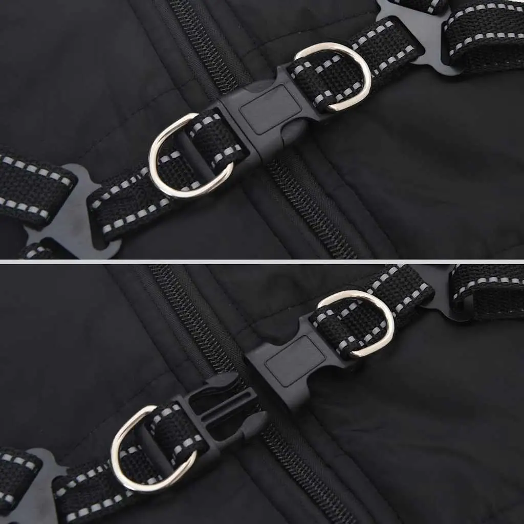 Dog Coat with Built-in Harness Waterproof Reflective Winter Jacket XL Black