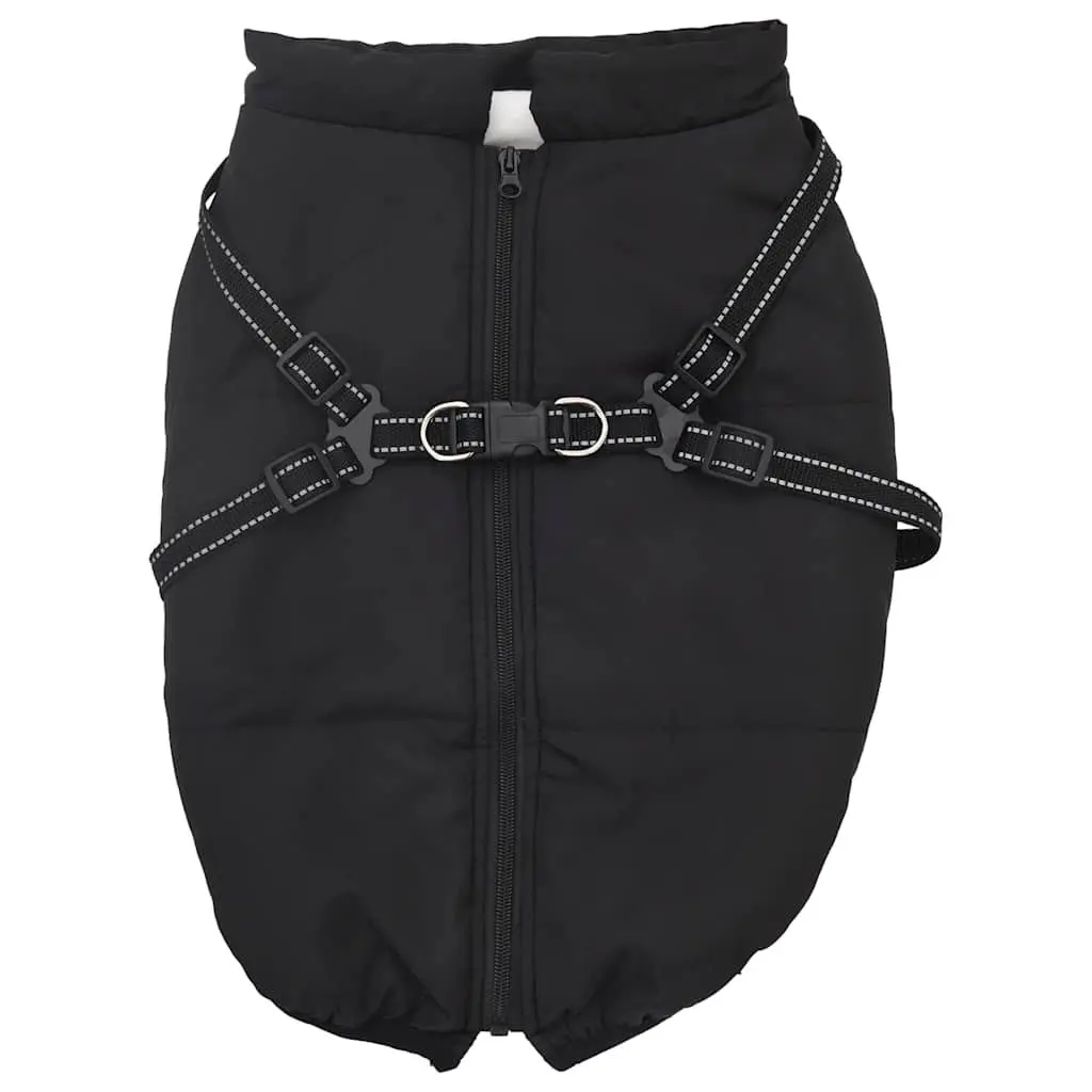 Dog Coat with Built-in Harness Waterproof Reflective Winter Jacket 3XL Black