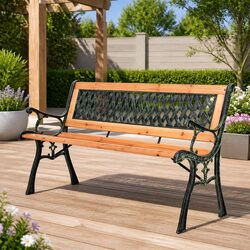 Outdoor Garden Bench 122 cm Wooden Brown Decorative Furniture