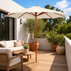 Sturdy White Garden Parasol Umbrella 300x258cm