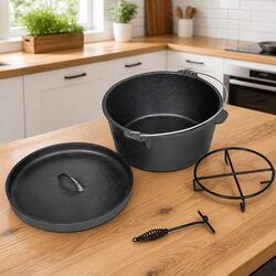 Premium 9QT Dutch Oven Cooking Pot in Black Cast Iron