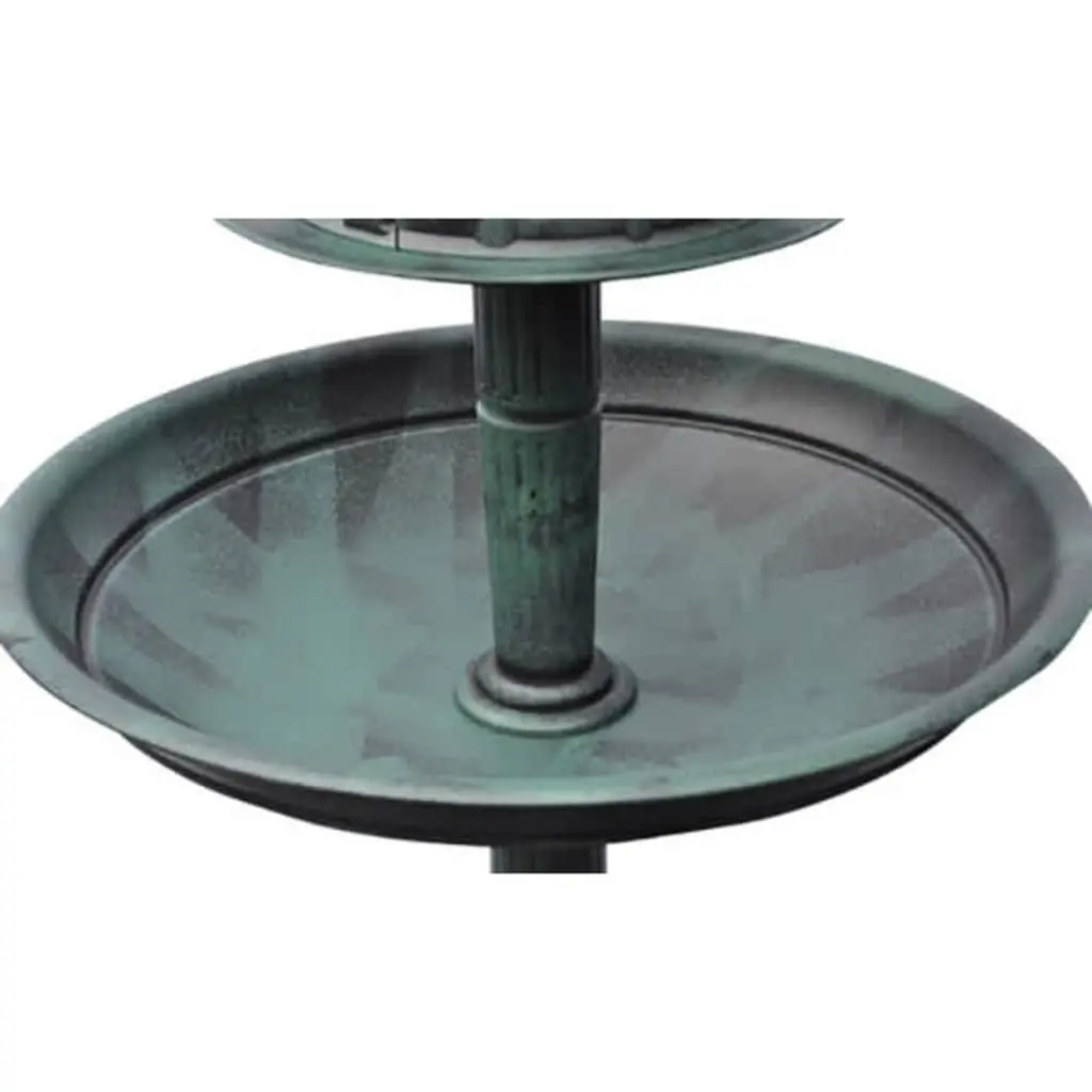 Green Bird Bath and Feeder with Solar Light
