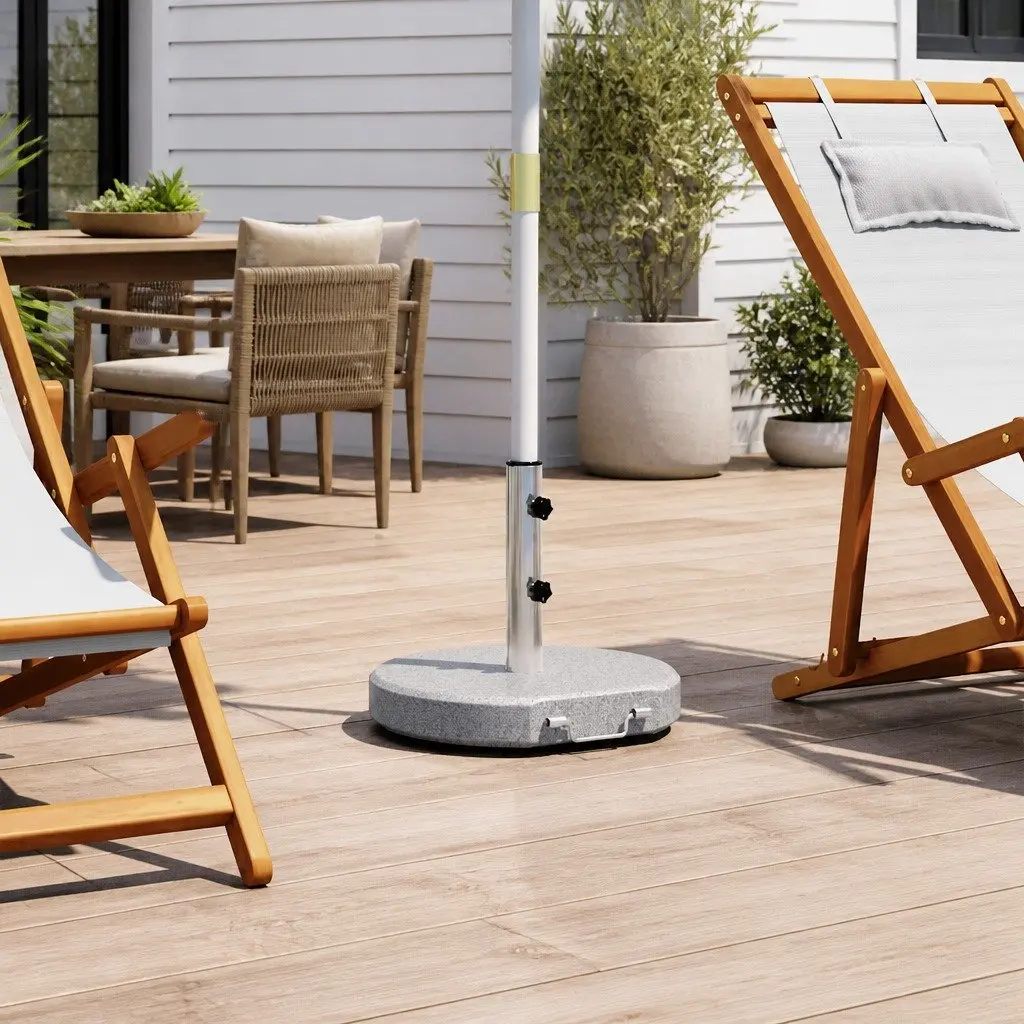 Parasol Stand Polished Granite Stainless Steel 45cm Grey