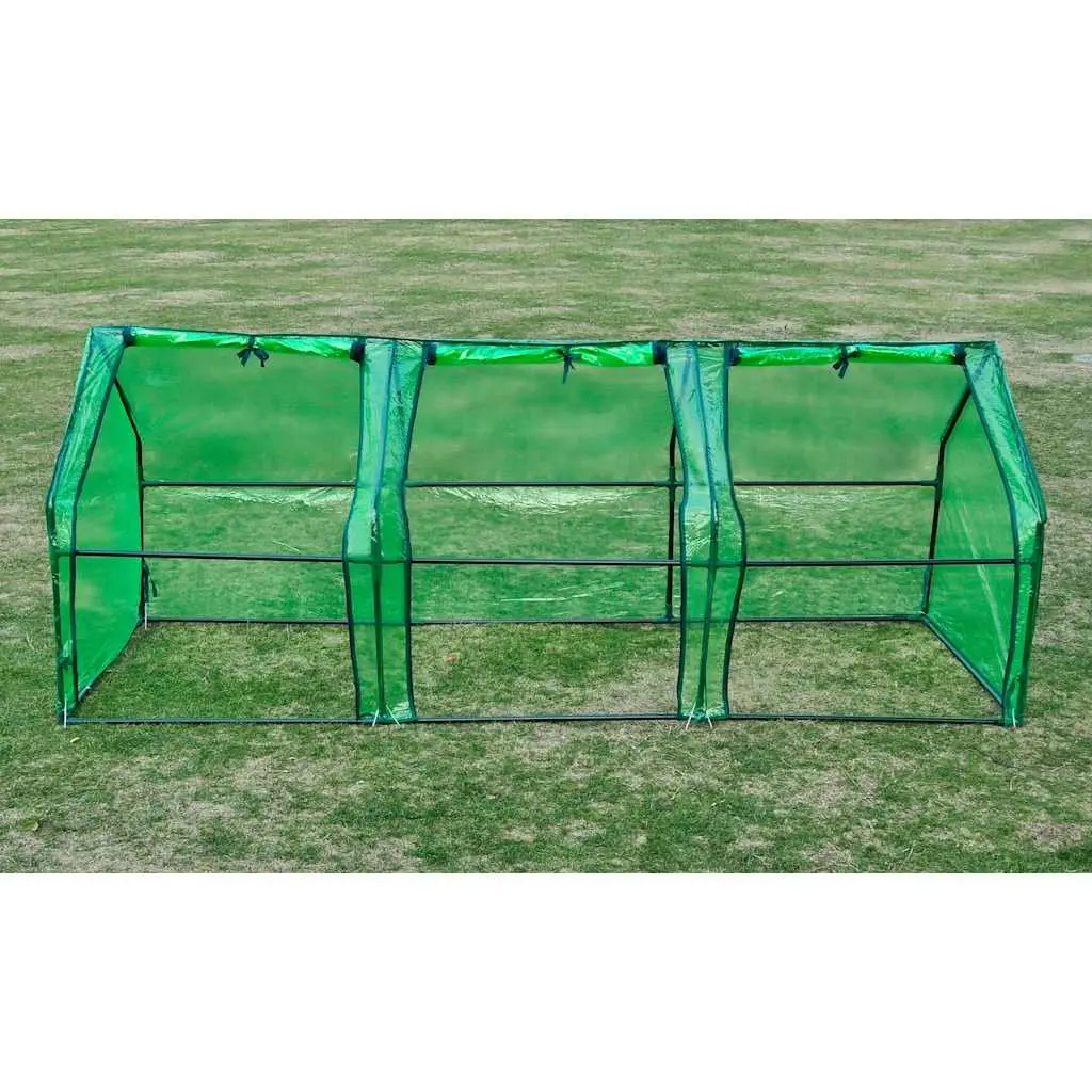 Greenhouse Powder-coated Steel 3 Door Green Cover UV Protected Tear Resistant Garden Plant Shelter