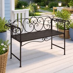 Sturdy Metal Frame Garden Bench for Outdoor Spaces
