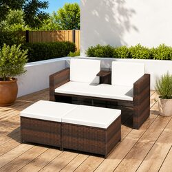Premium Outdoor Rattan Lounge Set with Cushions in Brown