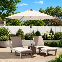 3m White Garden Parasol with Steel Pole for Durability