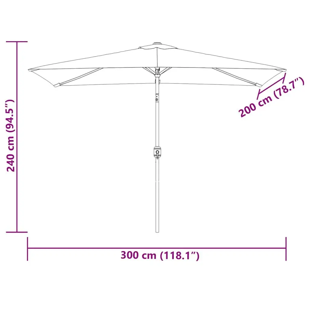 Rectangular Garden Parasol 200 x 300 cm with UV Protection