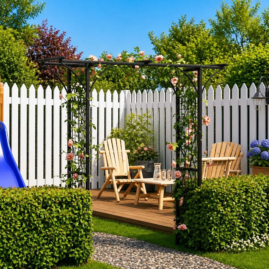 Black Garden Arch for Climbing Plants 200cm