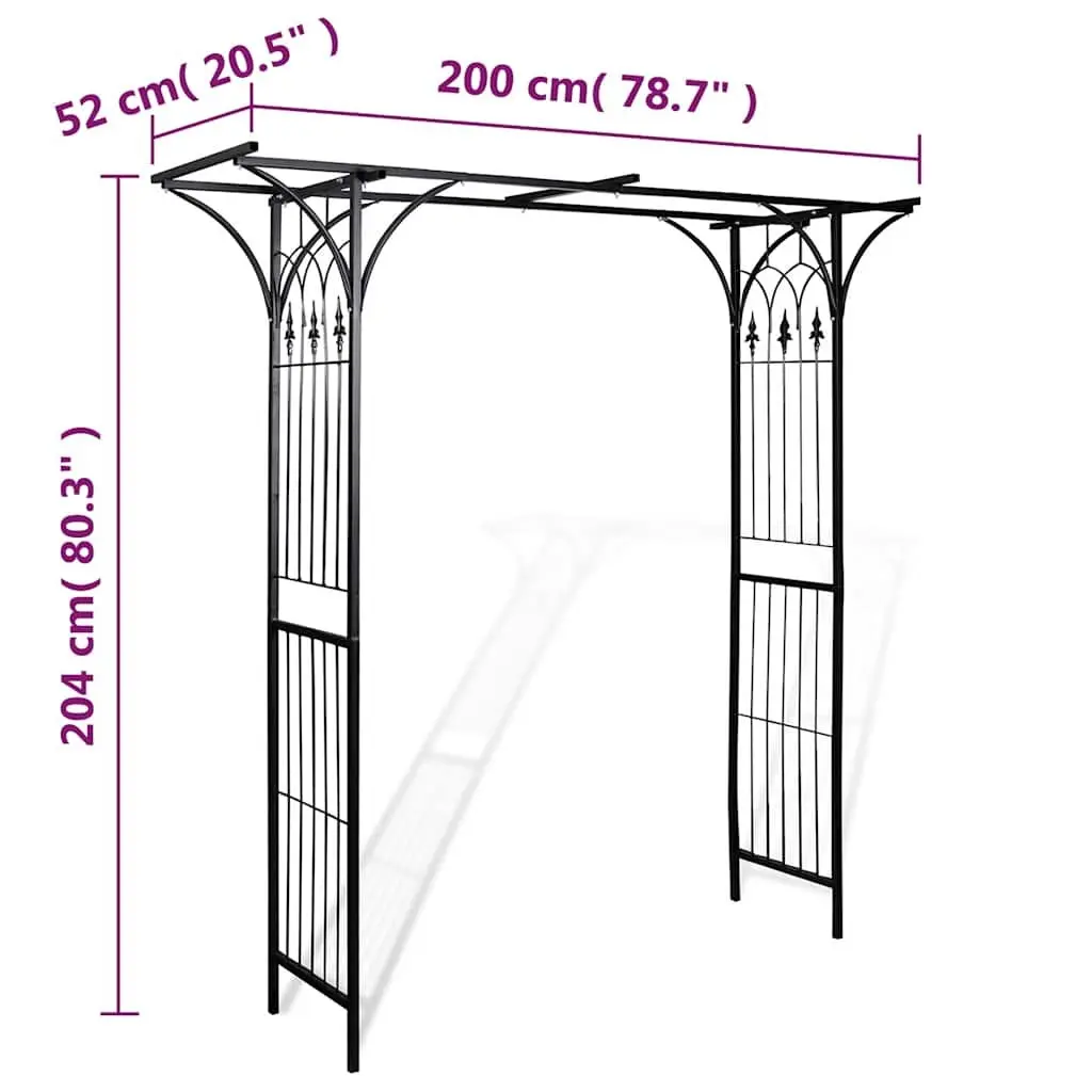 Black Garden Arch for Climbing Plants 200cm