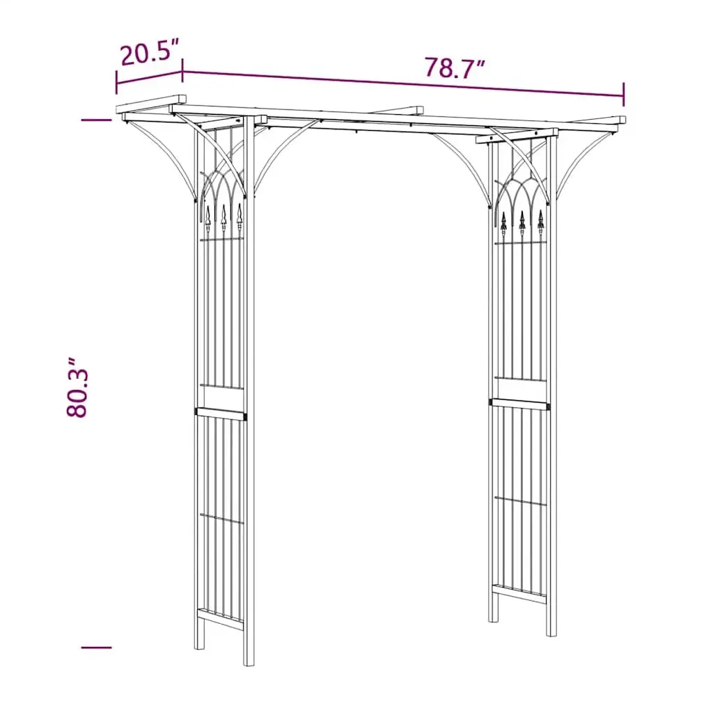Black Garden Arch for Climbing Plants 200cm