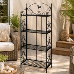 Stylish 4-Tier Black Plant Rack for Your Garden