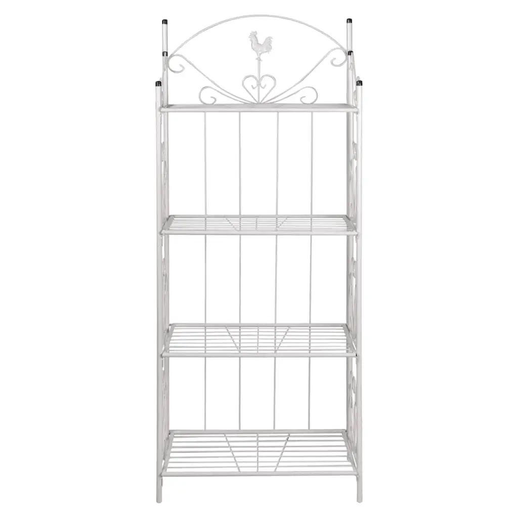 4-Tier Plant Rack in White with Flower Pattern
