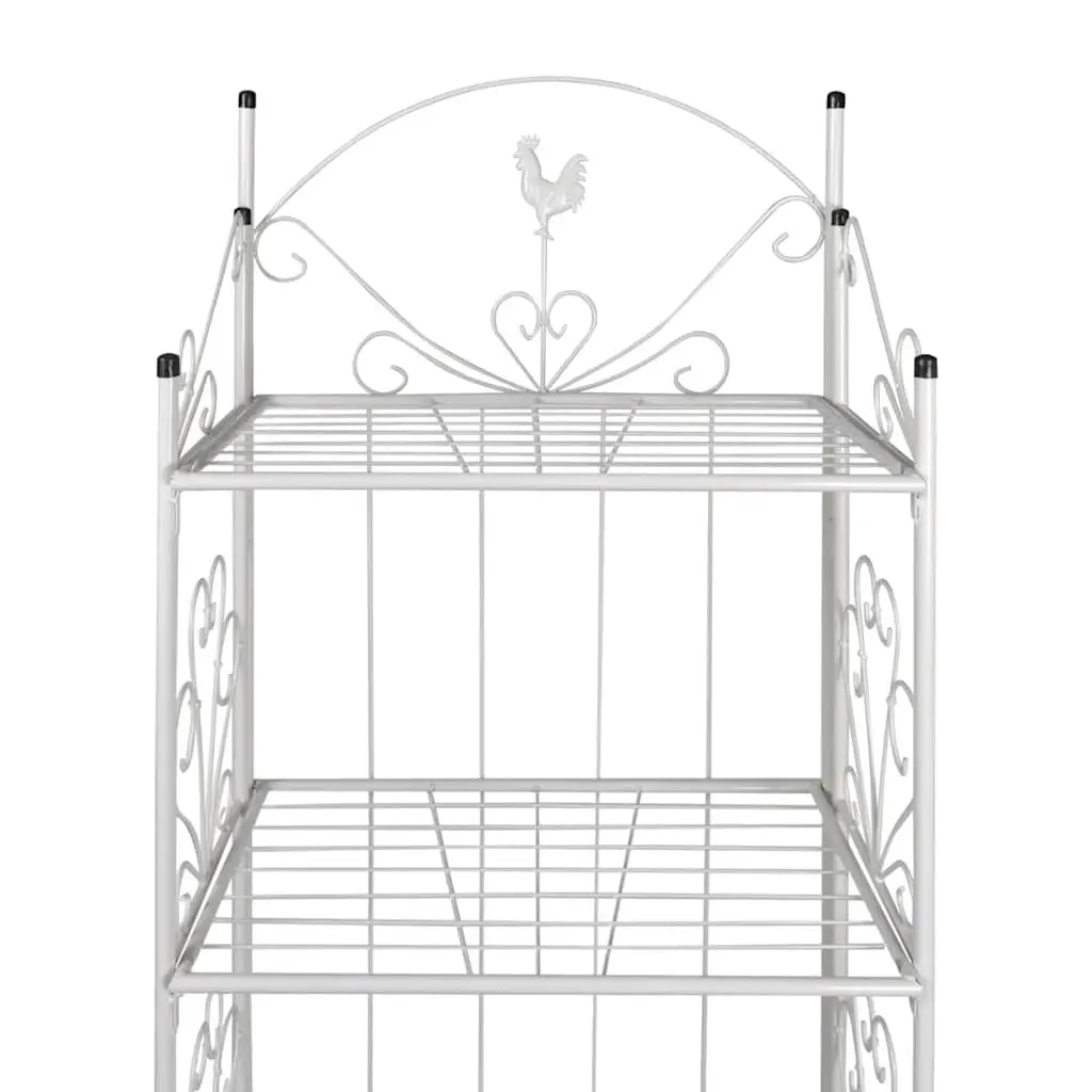 4-Tier Plant Rack in White with Flower Pattern