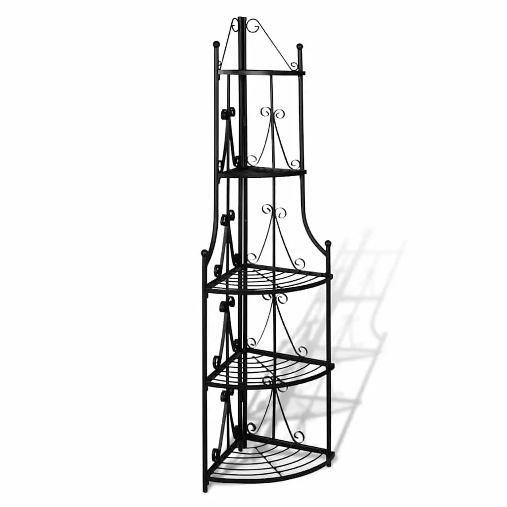 5-Tier Black Corner Plant Rack for Gardens