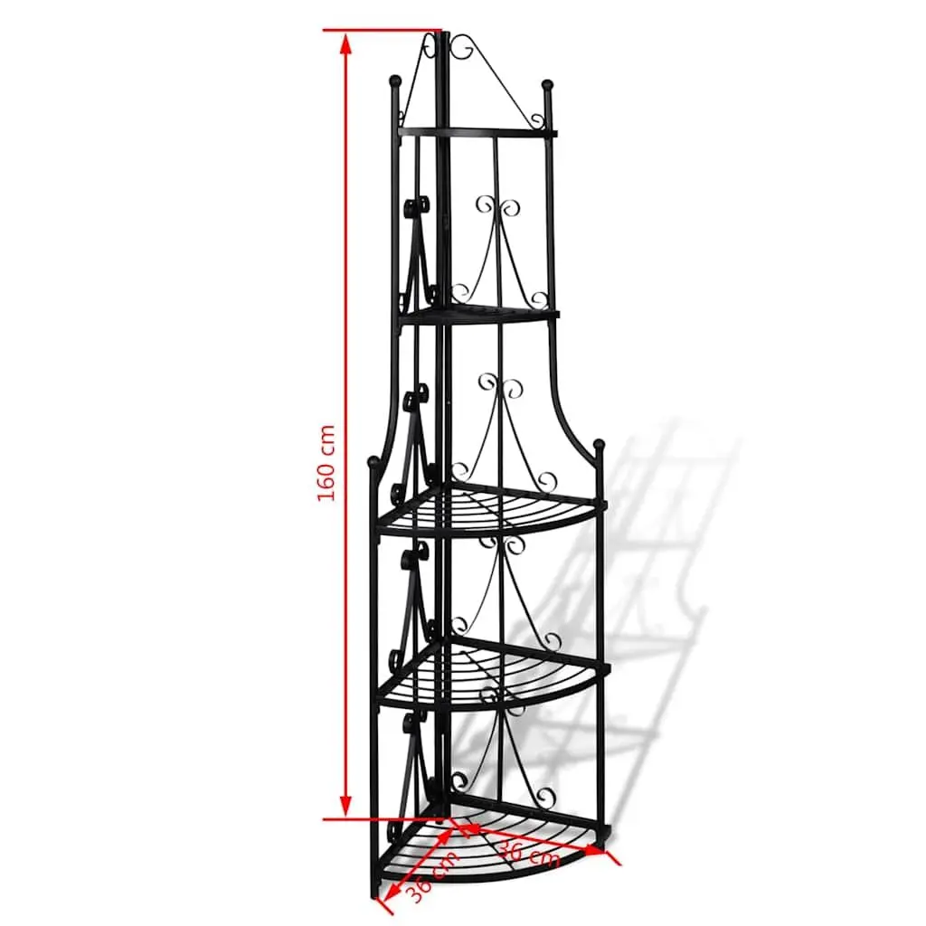5-Tier Black Corner Plant Rack for Gardens