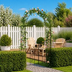 Elegant Black Garden Arch with Integrated Door