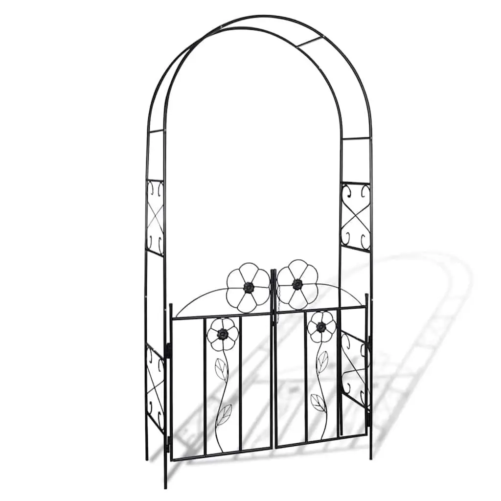 Black Garden Arch with Integrated Door