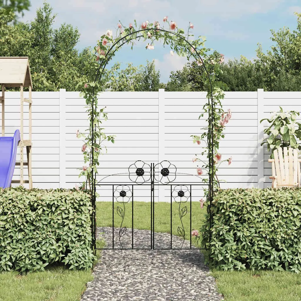 Black Garden Arch with Integrated Door