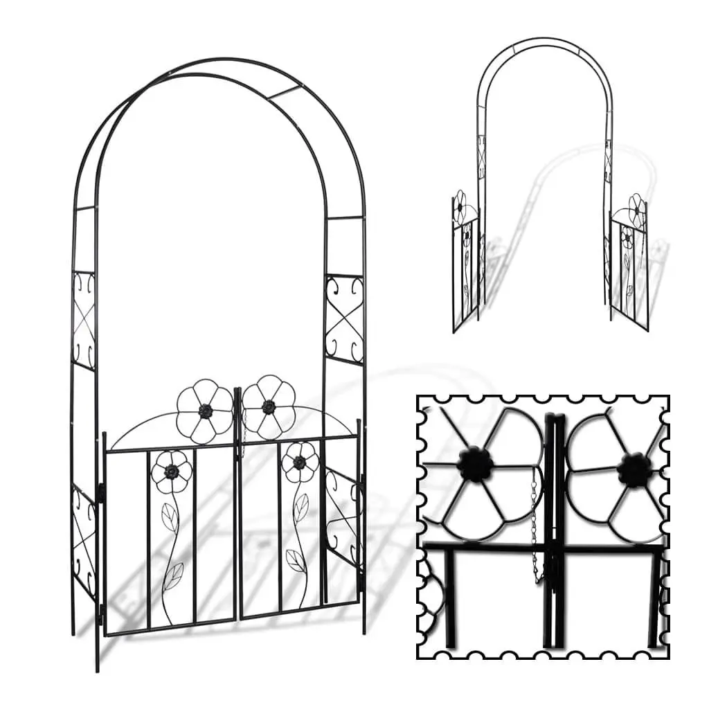 Black Garden Arch with Integrated Door