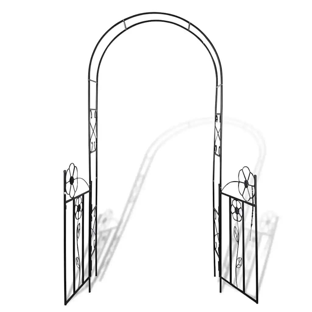 Black Garden Arch with Integrated Door